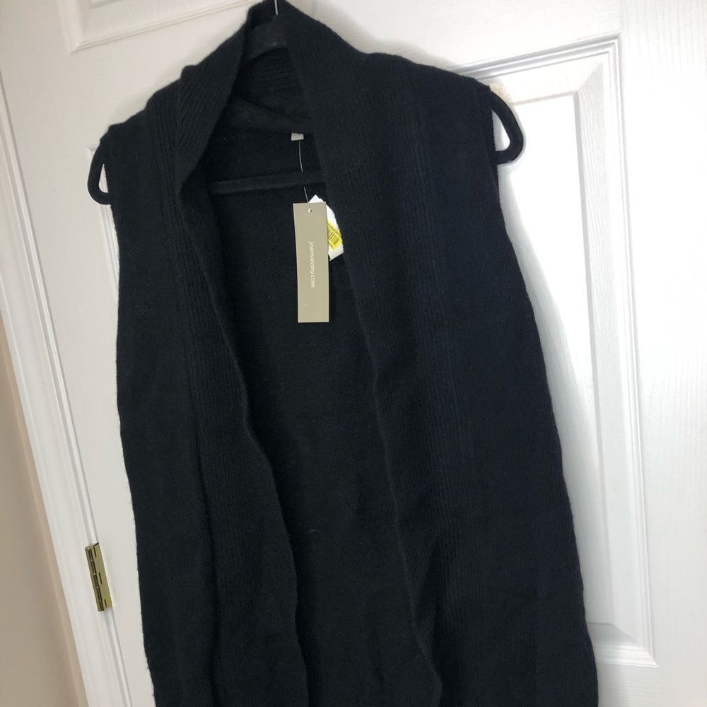 NWT Joan Vass wool blend black sweater vest, size large - Picture 3 of 12